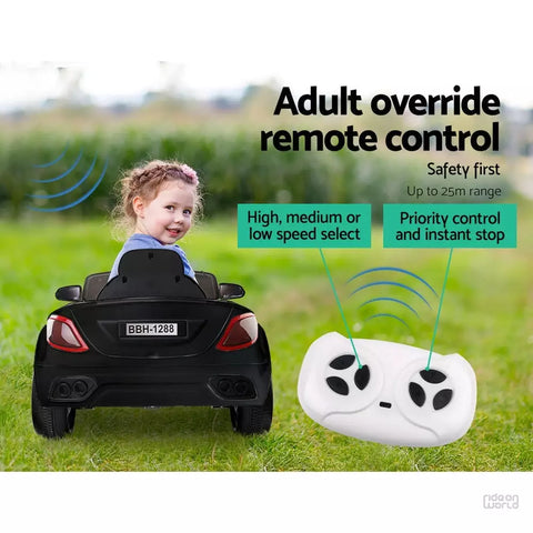 ROW KIDS Kids Ride On Car Electric Toys 12V Battery Remote Control Black MP3 LED
