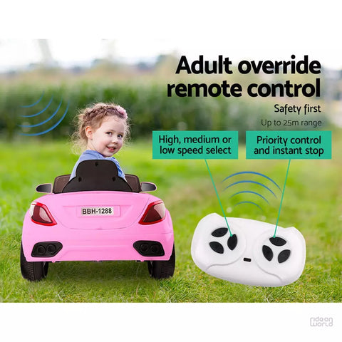 ROW KIDS Kids Ride On Car Battery Electric Toy Remote Control Pink Cars Dual Motor