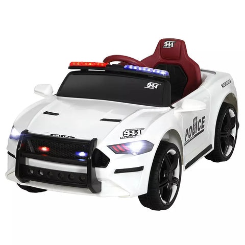 Police Kids White Ride On Electric Car - KIDS RIDE
